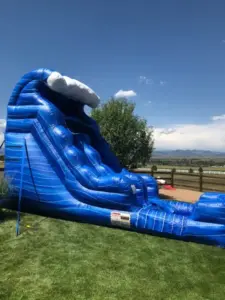 Blow up waterslide for backyard party in the summer